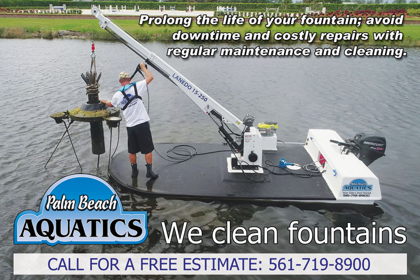 Palm Beach Aquatics  cleans and maintains lake fountains